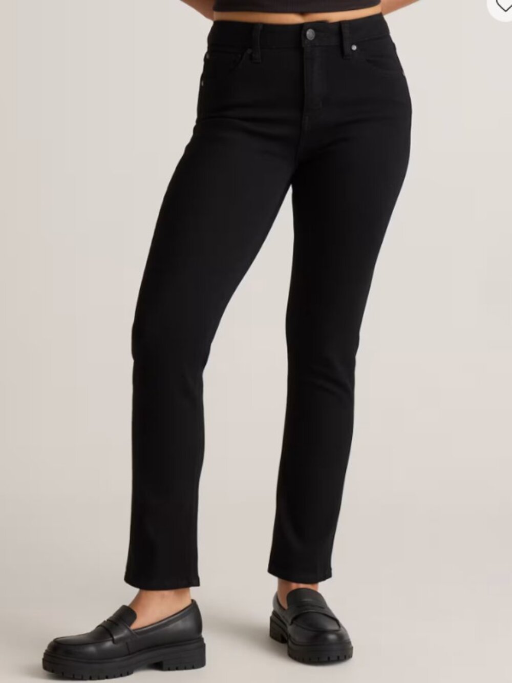 Quince Luna Stretch Slim Straight Jeans Black 30 NWT 30" inseam